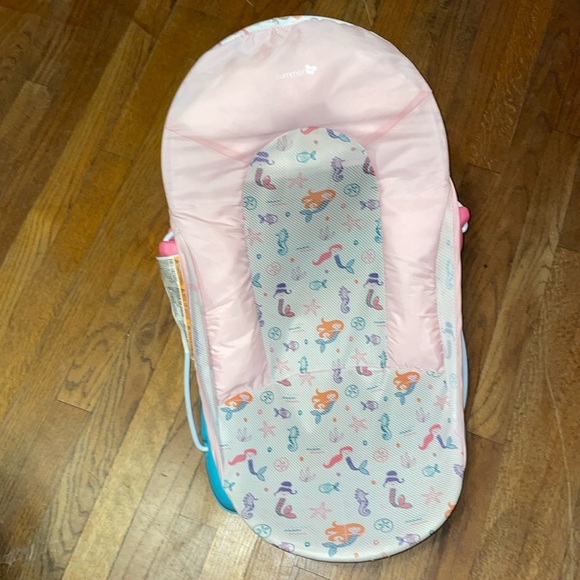 •SUMMER•INFANT DELUXE BABY PERFORATED MERMAID BATH SLING W/3 SUPPORT ANGLES EUC - Picture 2 of 13